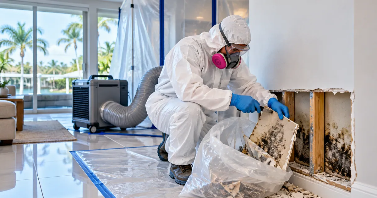 Sale-Ready Mold Removal in Golf, FL — technician removing mold under containment